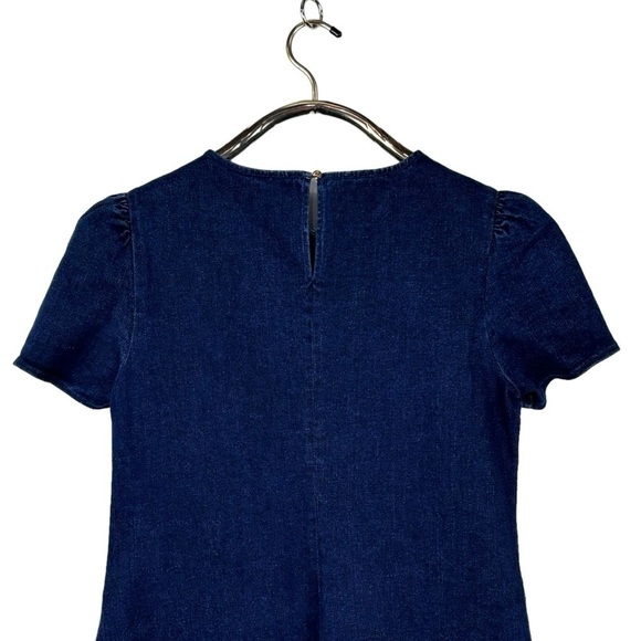 DRAPER JAMES SHORT SLEEVE DARK WASH COTTON DENIM SHIFT DRESS - Picture 7 of 14
